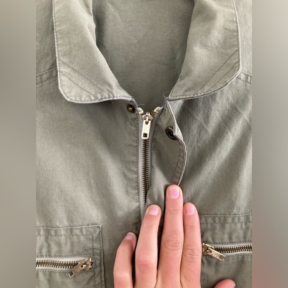 Vintage Army Green Utility Jacket Full Zip by 1134 Trendy Artsy Size Medium - Picture 7 of 13
